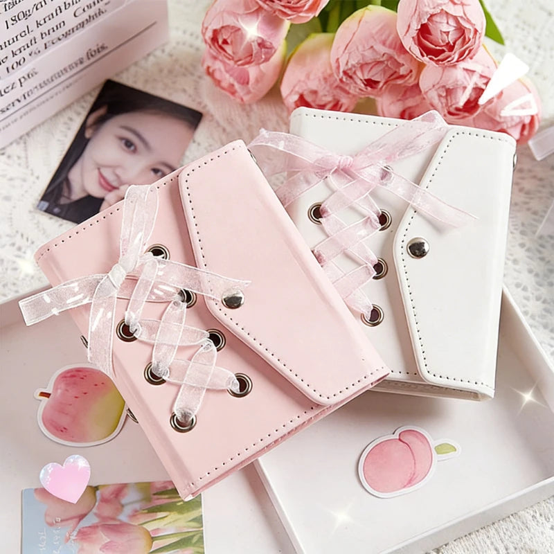 1pc Beautiful English Strap Style Card Album High Beauty Star Small Card Storage Polaroid Album Quake