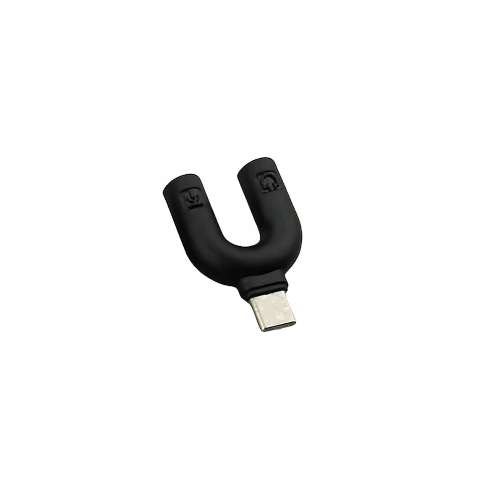 Type-c Headphone Mic Splitter Adapter U-shaped Type-c 1 To 2 Audio Splitter Adapter for Mobile Phone,Computer,Laptop,Speaker Quake 1pc black