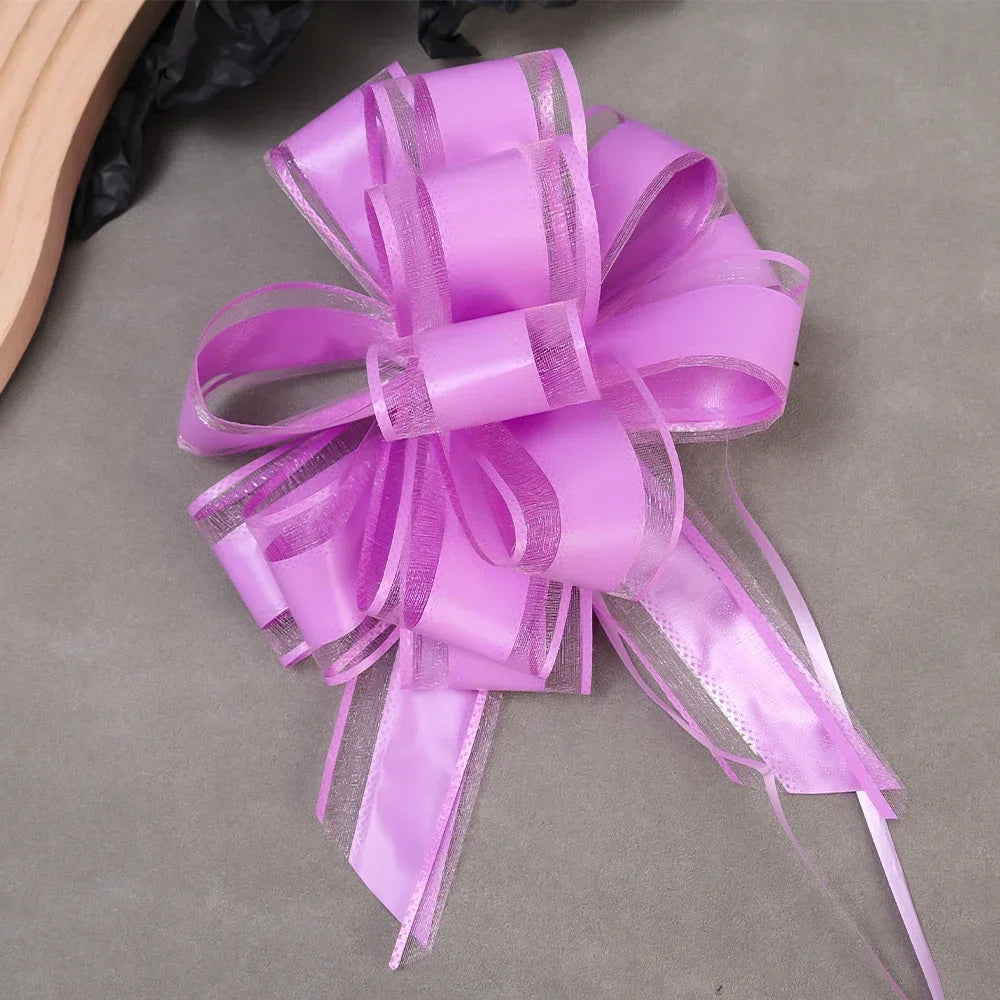 20/1PCS Large Snow Yarn Pull Bow Ribbon Big Bow for Cars Birthday Christmas Presents Large Gift Decoration Wedding Pull Flower Quake PURPLE 5PCS