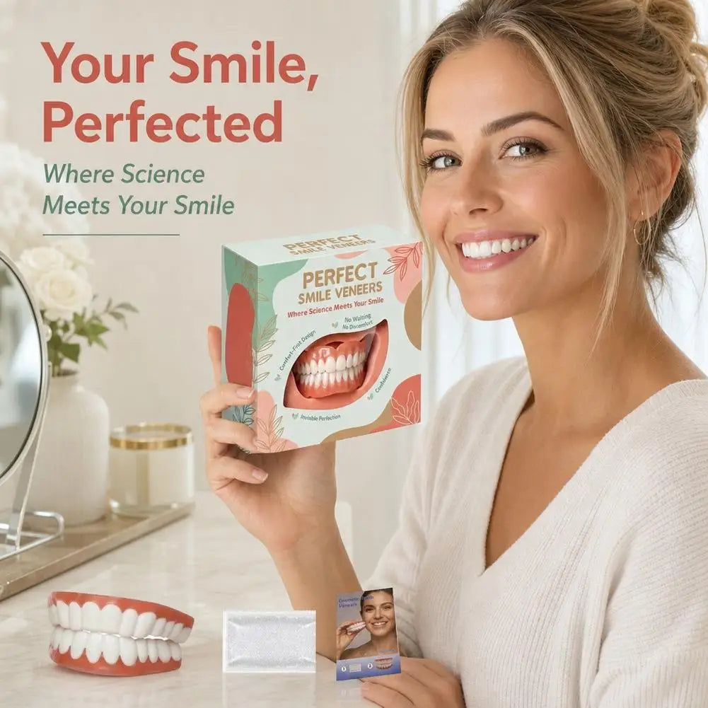 False Teeth Adult Full Set Silicone Dentures Natural Upper Lower Soft Comfort Fit Instant Smile Oral Cosmetic Accessories Quake