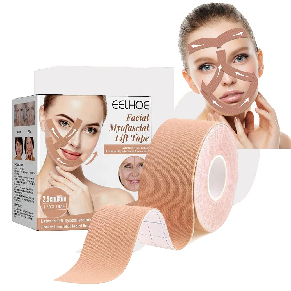 2 Rolls Facial Myofascial Face Lift Tape, Face Tape For Castor Oil, Breathable Face Lifting Patches For Firming Tightening Skin Quake
