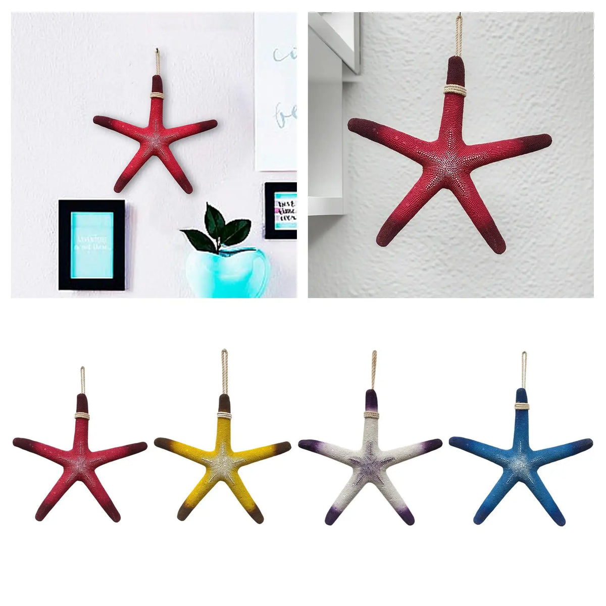Resin Starfish Ornament Hanging Five-pointed Star Large Beach Decor Hanging Decor for Beach Christmas Aquarium Bathroom Bedroom Quake