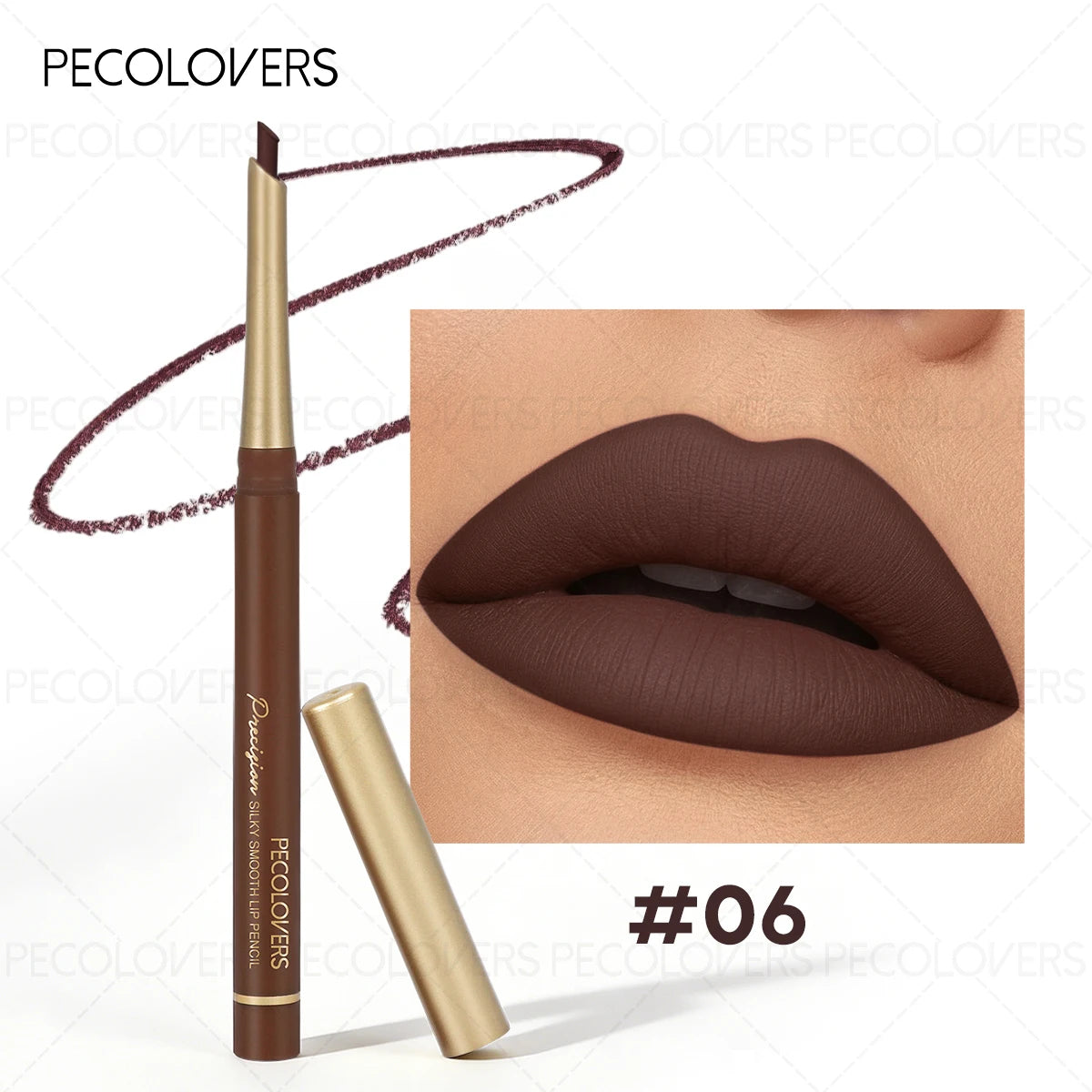 Brown Tube Slanted Lip Liner, Outlines The Lip Contours, Plump and Charming, Waterproof, Essential for Dates, Lip Cosmetic Quake 06