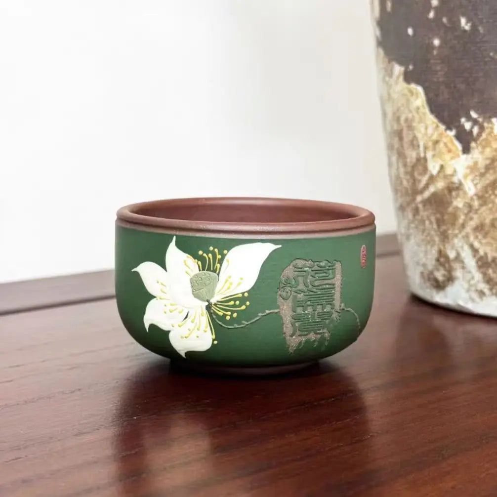 Zisha Master Cup Handmade Inlay He Wei Gui Kung Fu Teacup Tasting Cup Tea Drinking Cup 110ml Quake 1 Lotus Price 110 Ml
