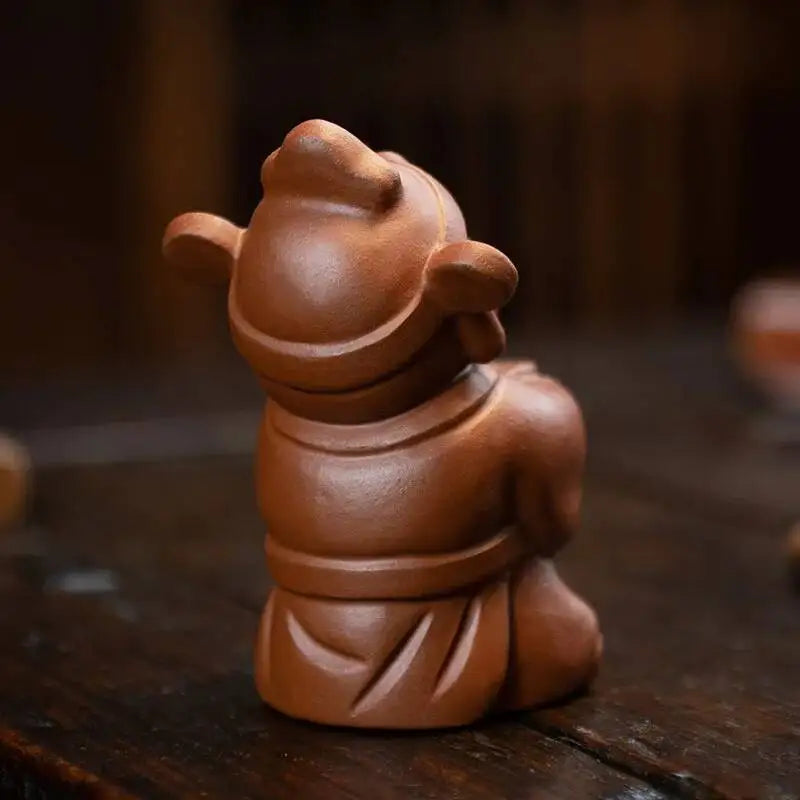 Zisha Tea Pet God of Wealth Figurine Sculpture Character Buddha Little Novice Monk Tea Play Tea Table Quake