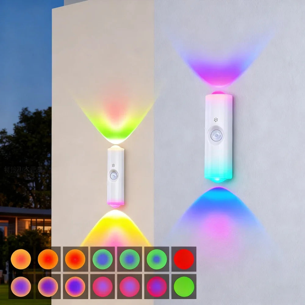 1PC Smart RGB Gradient Night Light Magnetic Motion Sensor Rechargeable Wall Lamp for Bedroom Bathroom Closet Garden Home Decor Quake White RGB