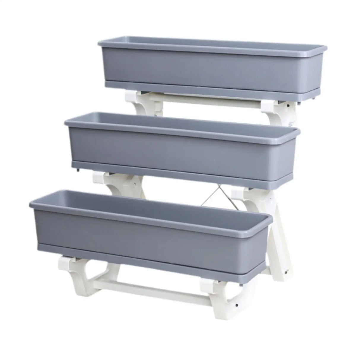 Flower Plant Display Stand 3 Tier Shelf Elevated Planter Freestanding Garden Bed for Deck Indoor Outdoor Lawn Balcony Growing Quake Grey
