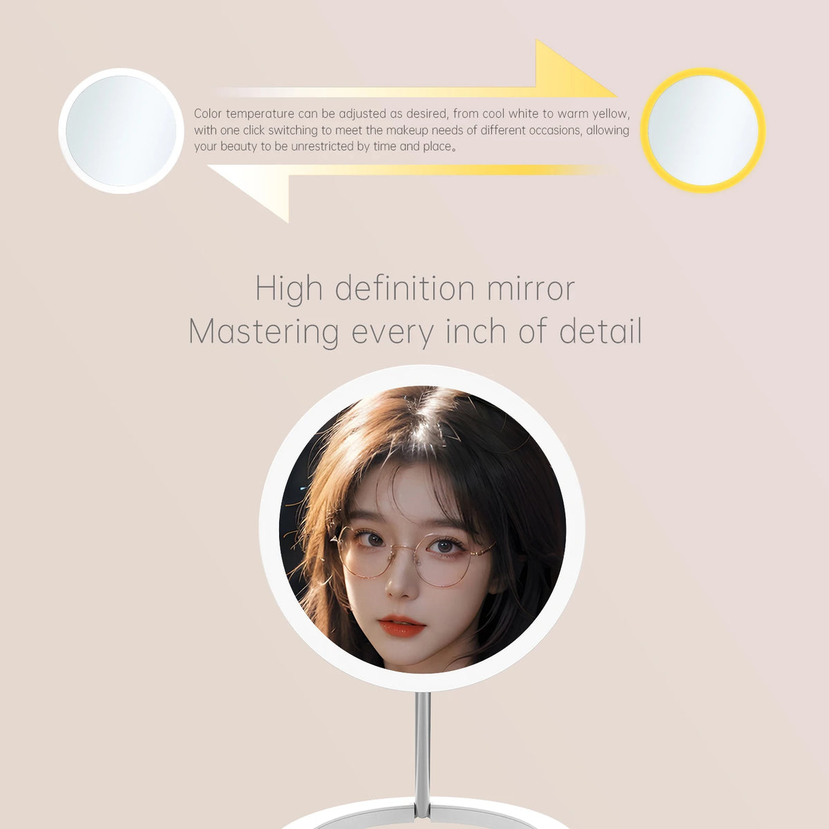 LED Makeup Mirror 3 Color Light Adjustment Light Up at a Touch Ultra Long Endurance Folding portable travel makeup mirror Quake
