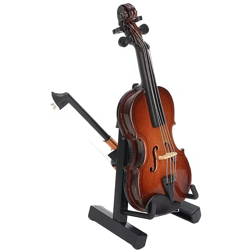 Wooden Musical Instruments Collection Decorative Ornaments Hot Mini Violin With Support Miniature Model Decoration Quake