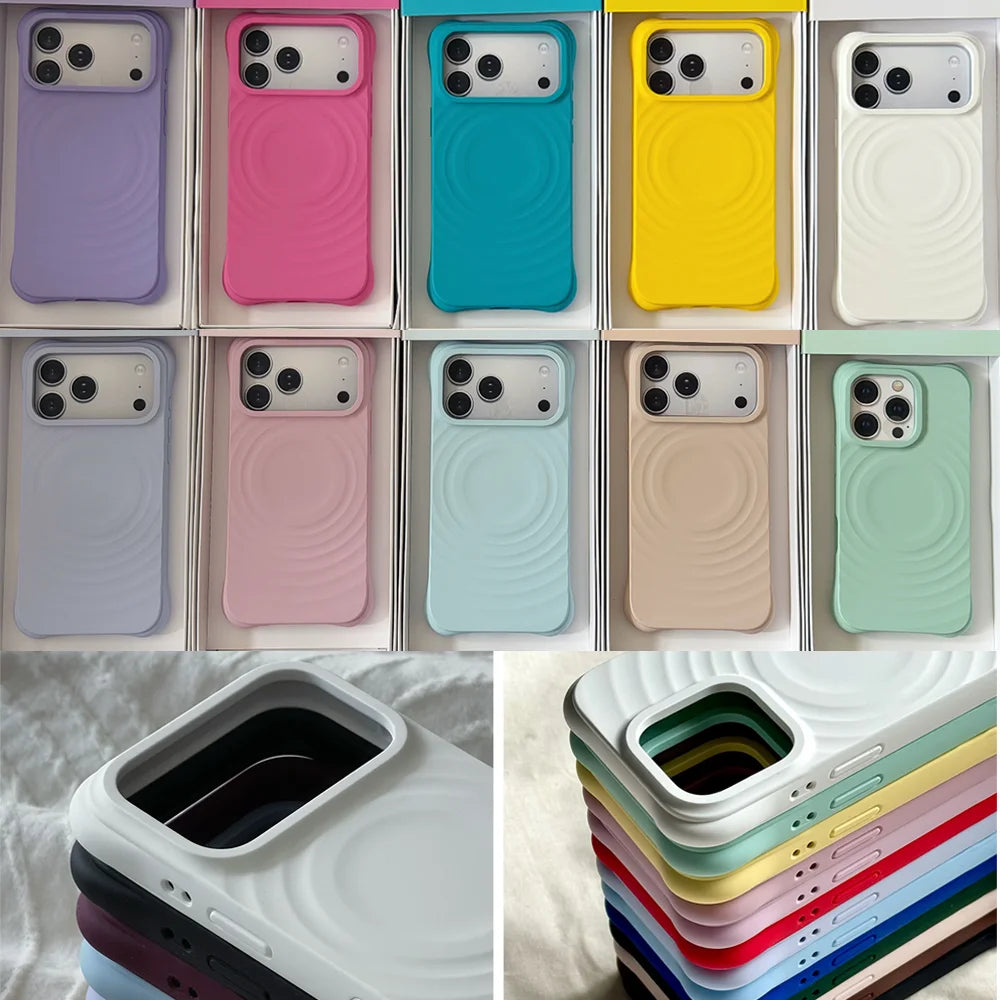 608233 Wave Magnetic Phone Cover for IPhone 13 14 15 16 17 18 Pro Max Case for IPhone 18Pro Quake