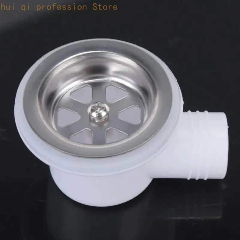 Trailer Boat Sink Drain Assembly with Angled Side Outlet, Plastic Body and Stainless Trim, Drain Cap Chain Set for Mobile H8WE Quake