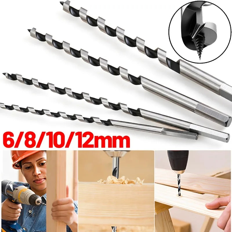Hex Shank Wood Auger Bit Extended Deep Hole Spindle Dril Carbon Steel Twists Drill Bit Heavy Duty 230mm Long Hole Reaming Tools Quake