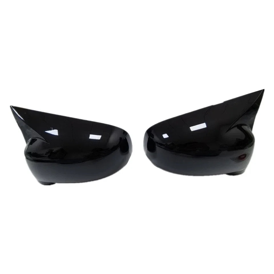 For Nissan Tiida Hatchback 2004-2010 Car Rearview Side Mirror Cover Wing Cap Sticker Exterior Door Rear View Case Trim Carbon Quake Gloss Black