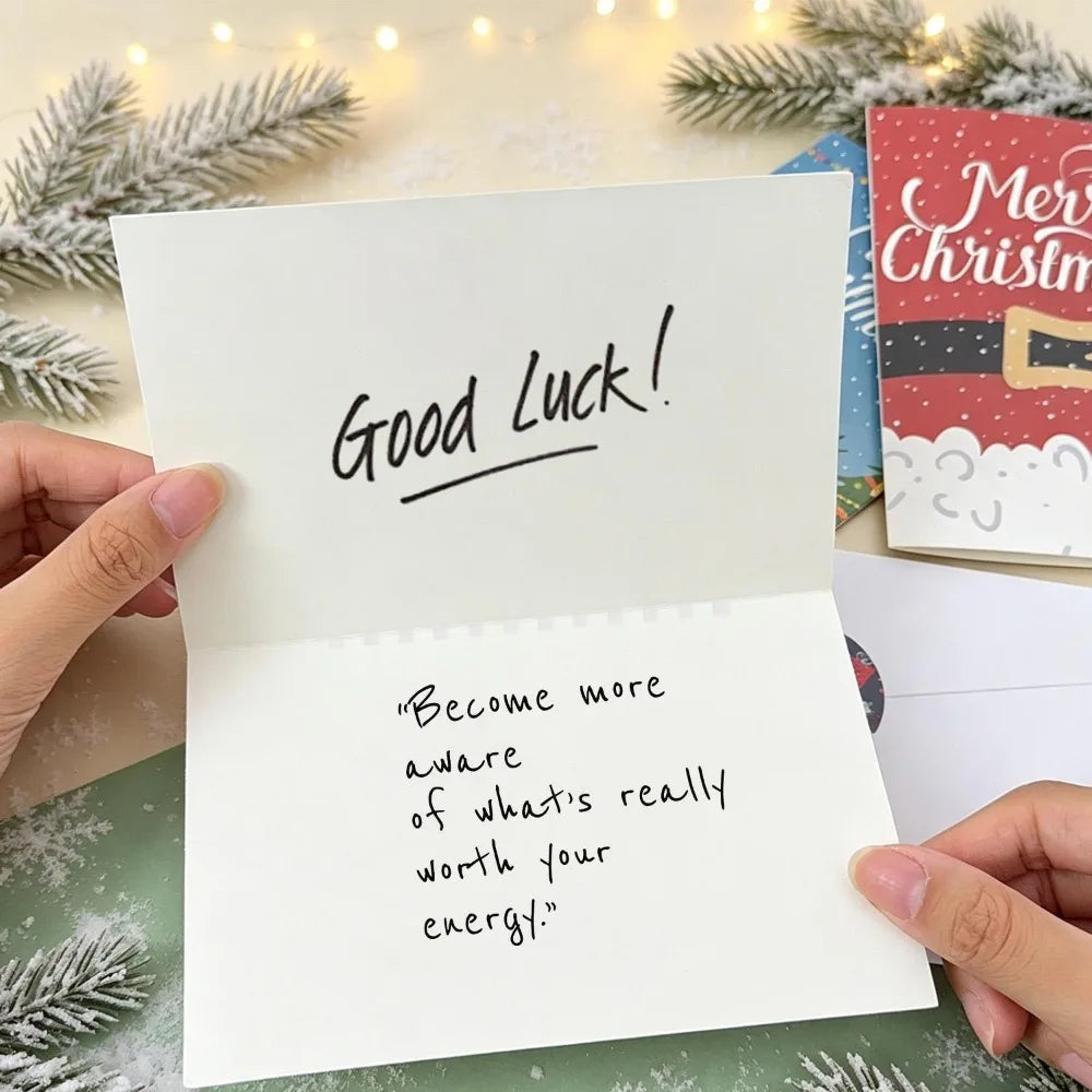 12pcs/set Merry Christmas Fold Greeting Cards with Envelopes Xmas Party DIY Gift Card New Year Decorations Gift Message Cards Quake