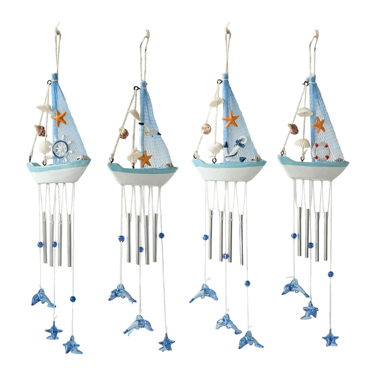 Nautical Wind Chimes Large Boat Hanging Charm Outdoor Garden Wind Pendant for Patio Porch Backyard Quake