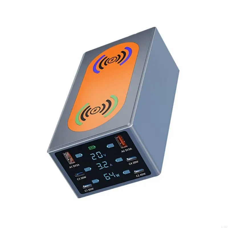 220W Intelligent Charging Station with Double Wireless Chargers & Multiple USB Port Suitable for Phones Tablets K1KF Quake