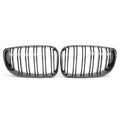 For BMW 1 Series E87 E81 E82 E88 2008-2011 2x Car ABS Grille Front Kidney Grill Doulbe Line Style 51137354949 51137354950 Parts Quake Carbon Black
