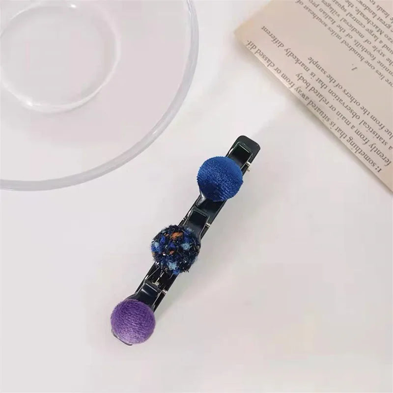 Velvet Bangs Clip Sweet Cute Barrettes Hair Side Clip Fashion Braided Hairpins Hair Accessories Black Headwear Women Style Tools Quake blue