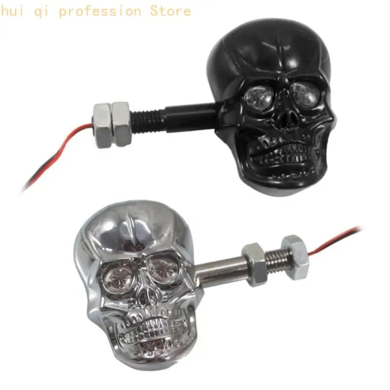 1 Pair 12V Motorbike LED Turn Lights Punk Skull Turn Lights H8WE Quake