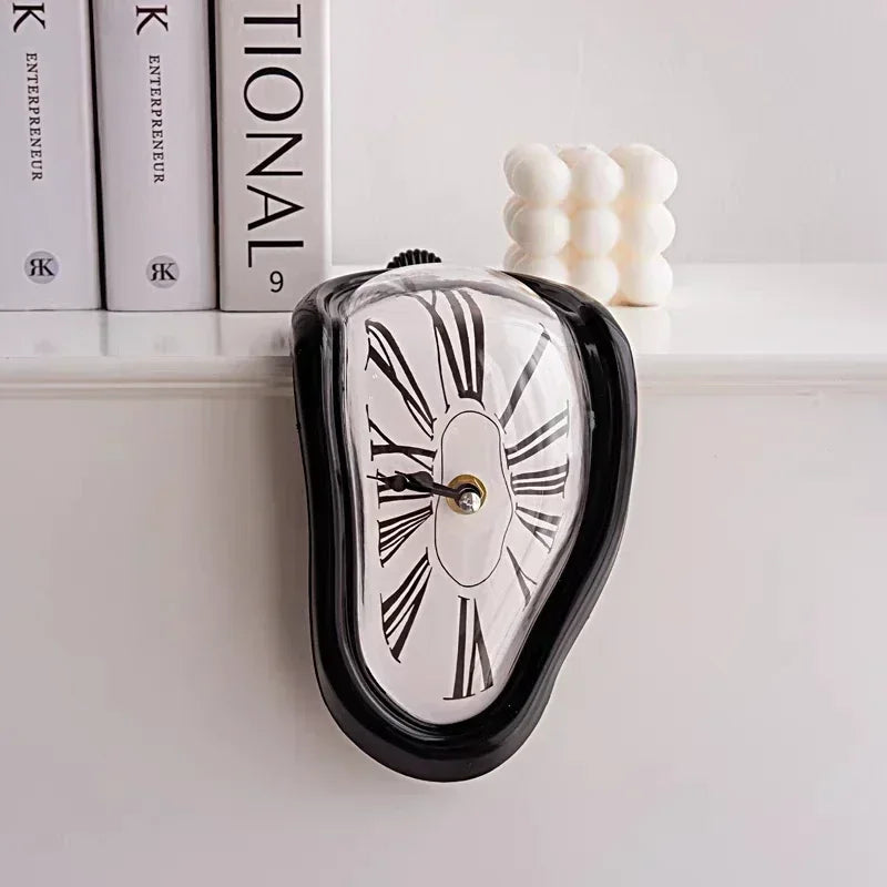 New Novel Surreal Melting Distorted Wall Clocks Surrealist Salvador Dali Style Wall Watch Decoration Gift Home Garden Quake Black