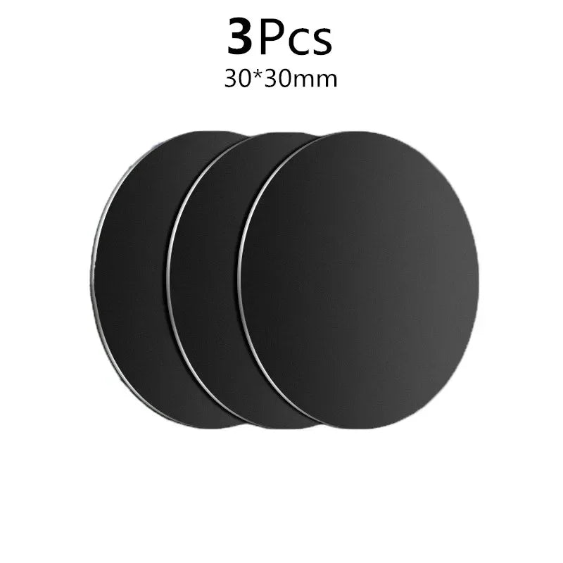 Self-adhesive Iron Sheet Sticker Metal Plate for Magnetic Car Phone Holder 1/3/5PCS Magnet Mobile Phone Stand Mount For iPhone Quake 3PCS black 30mm