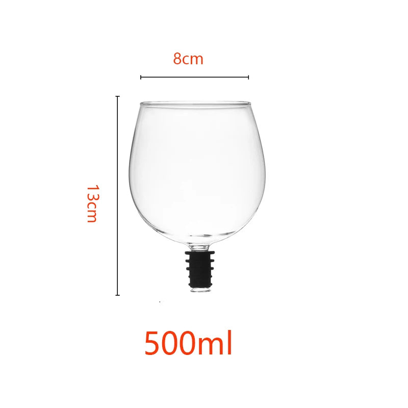 YWDL 270/500ml Wine Bottle Glass Topper Drink Directly From The Bottle Clear Shot Glass Cup Wine Decanter With Silicone Seal Quake 500ml