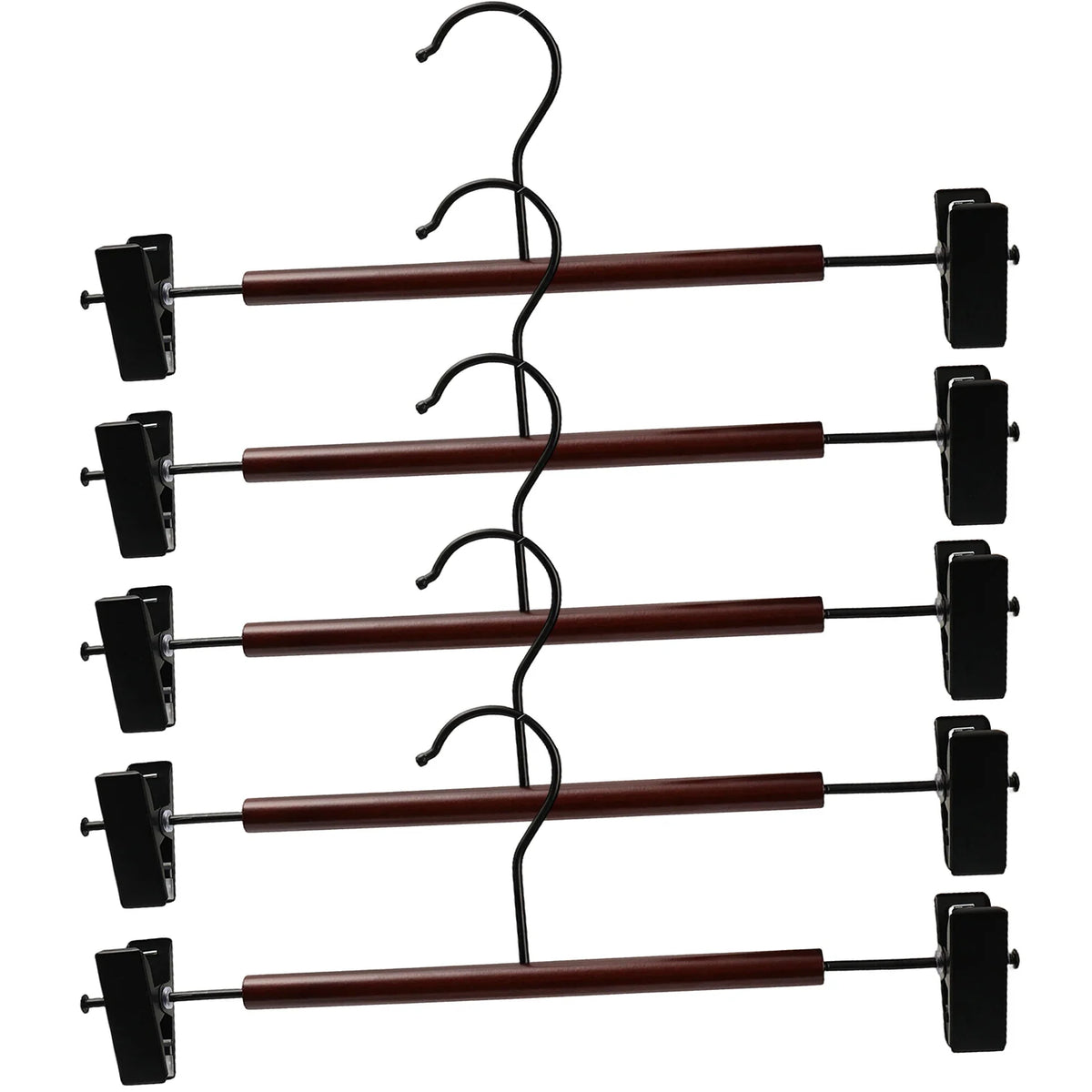 Anti-slip Space Saving Trouser Hangers Wood Iron Pant Hangers with Clip Household Windproof Multi-purpose Pants Underwear Clips Quake 5PCS