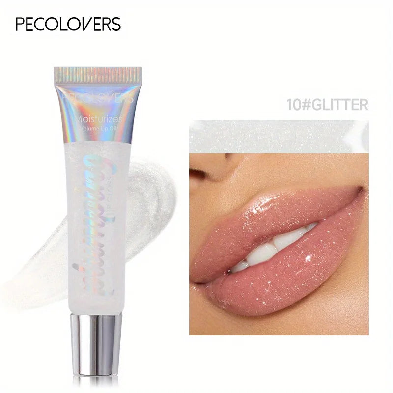 Shimmer Lip Oil Tinted For Fuller Lip Effect, Collagen Lip Gloss, Moisturizing Lip Care Extreme Volume Lip Essence Lips Enhancer Quake 10