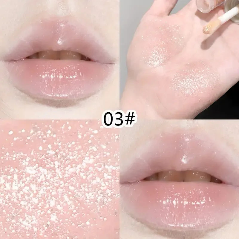 Moisturizing Glitter Lip Balm-Glossy Effect,Shimmering Lipstick with Heart Shaped Cap, Nourishing for All Skin Types Lip Makeup Quake 03