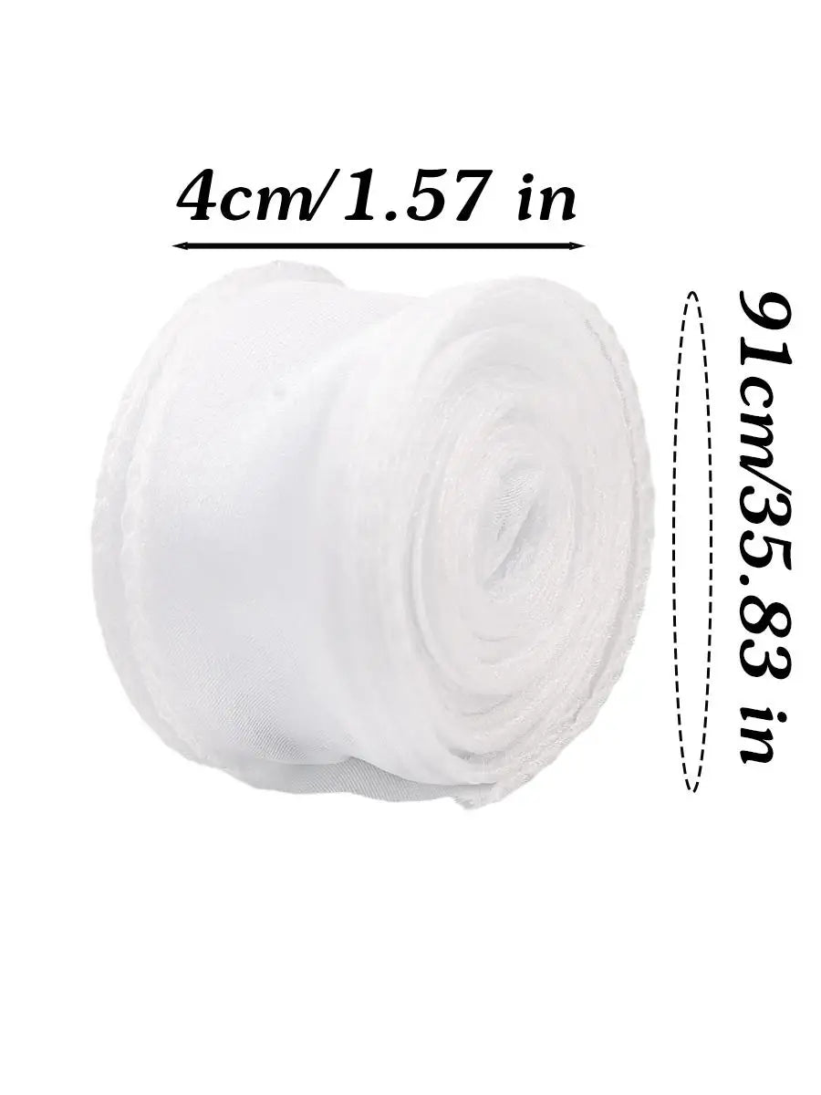 6/1Roll Multi-purpose Silk Ribbon 91*4cm Satin Ribbon Organza Ribbon for Gift Wrapping Handmade Wedding Birthday Party Decor Bow Quake WHITE 3Rolls