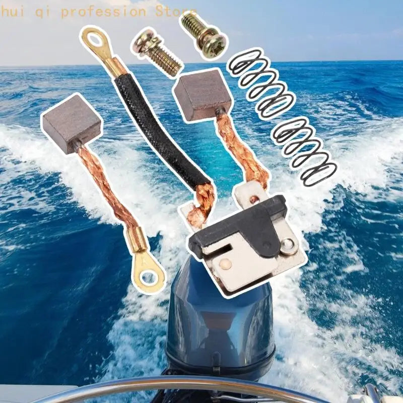 Trim Motor Carbon Brush Replacement Set for Marine Maintenance, Brush Components with Copper Leads and Screws for Selected 115 Quake