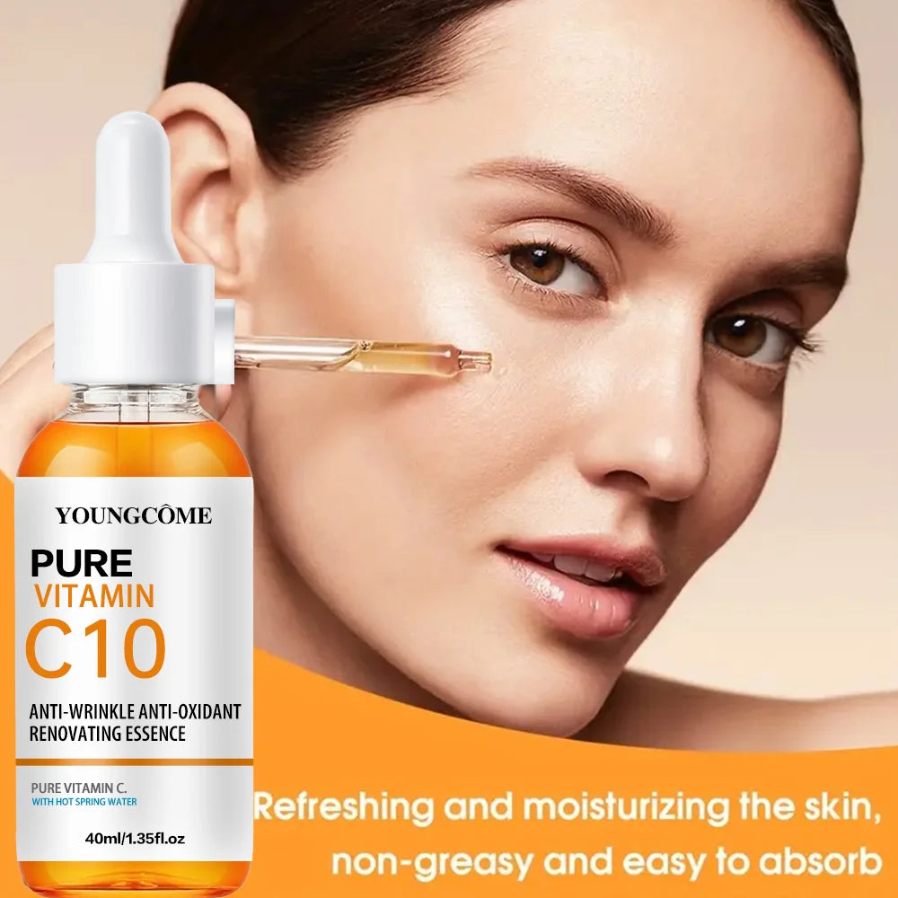 Vitamin C10 Whitening Serum Remove Freckles Dark Spots Face Essence Fade Melasma Melanin Brighten Repair Dull Skin Care Quake
