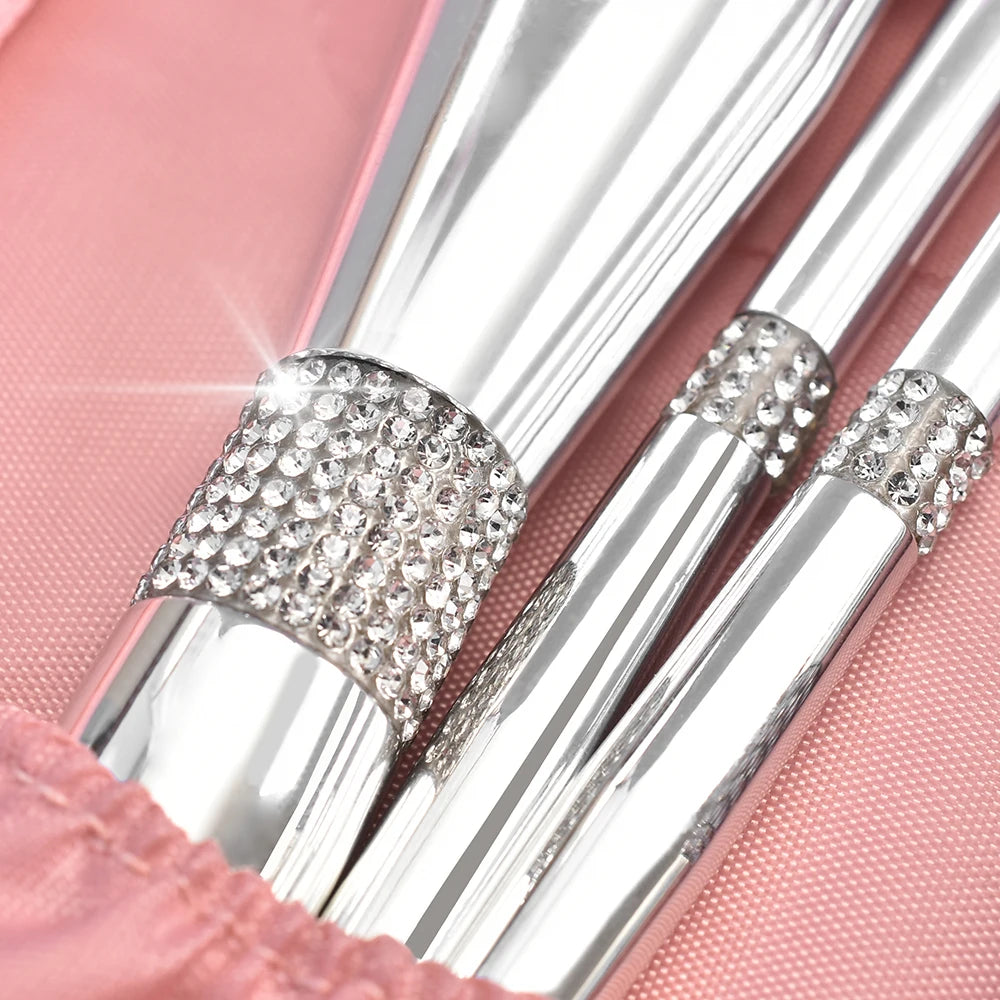 New 11 Pcs/set Diamond Makeup Brushes Set Powder Foundation Blush Contour Eyeshadow Brow Lashes Cosmetic Brushes Beauty Tools Quake
