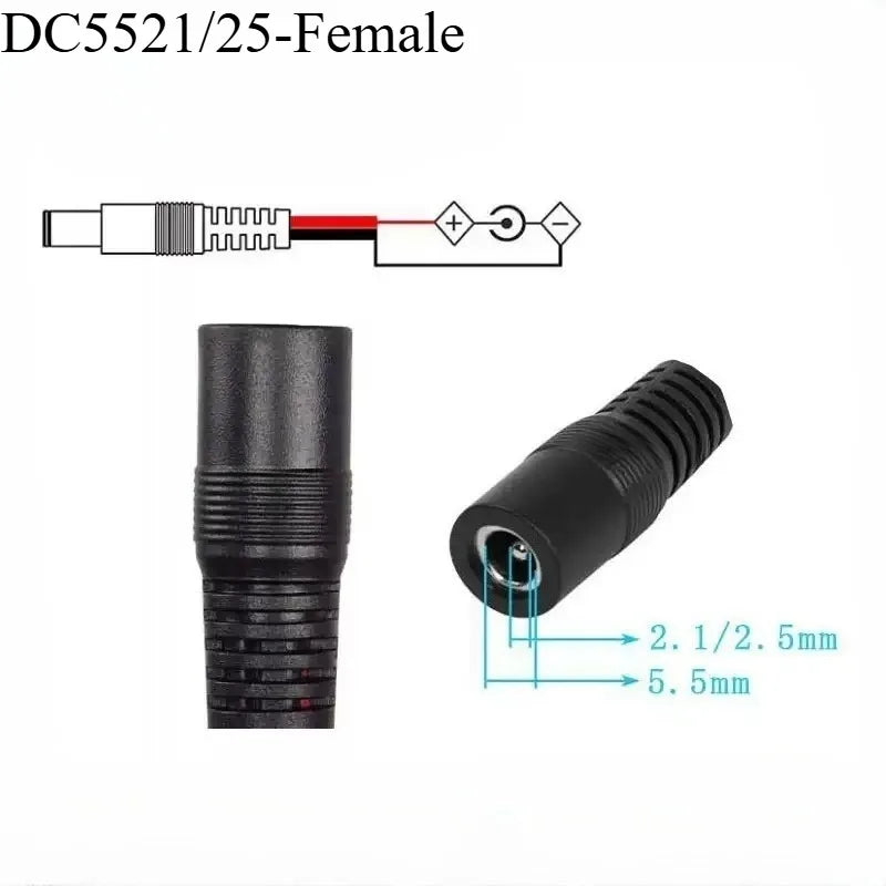 XT30 Male Female To DC5521/5525mm Male Adapter Wire 14AWG Heavy‑Duty Power Cable For FPV Goggles Battery Power Connection Quake