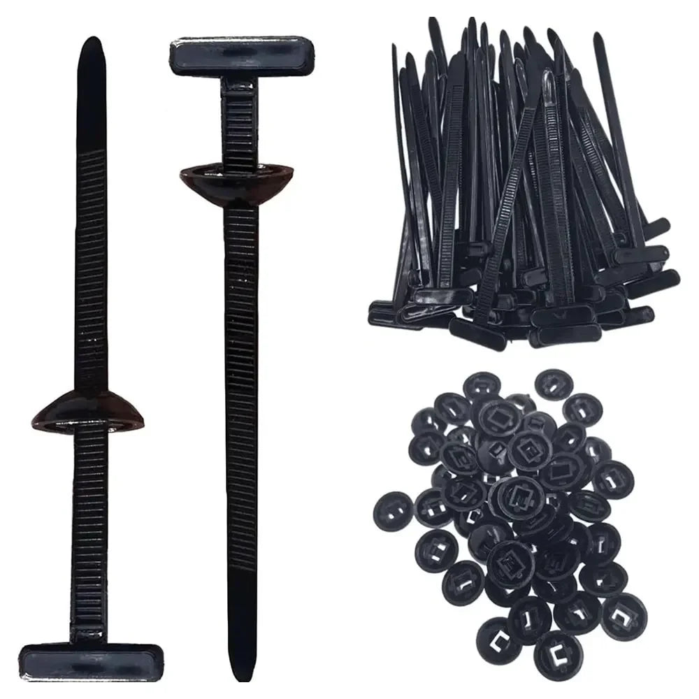Nylon Universal Cable Tie Buckle Self-locking Plastic Coupler Auto Fastener Screw Replacement Clip Car Fender Management Secure Quake 20pcs