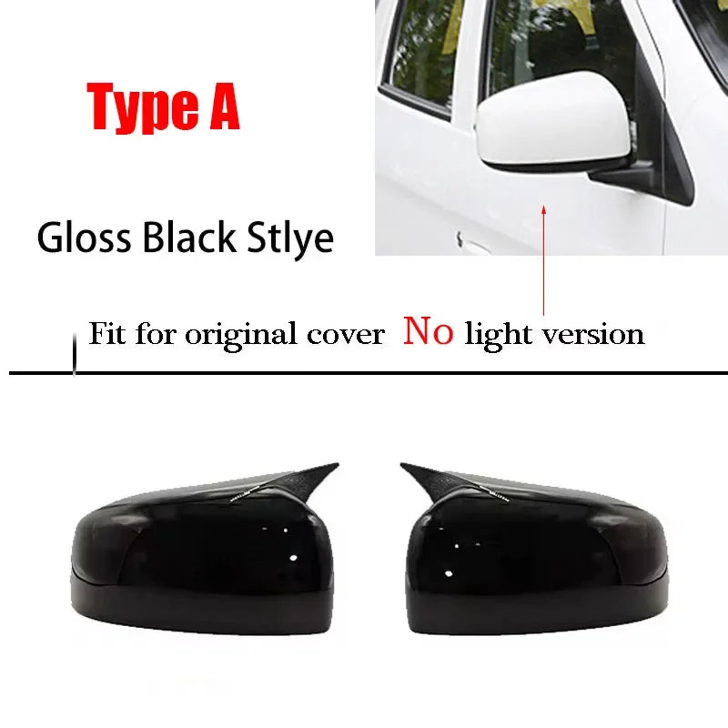 For Mitsubishi Space Star 2018-2024 Car Sticker Rearview Side Mirror Cover Wing Cap Exterior Door Rear View Case Trim Carbon Quake No Light Black
