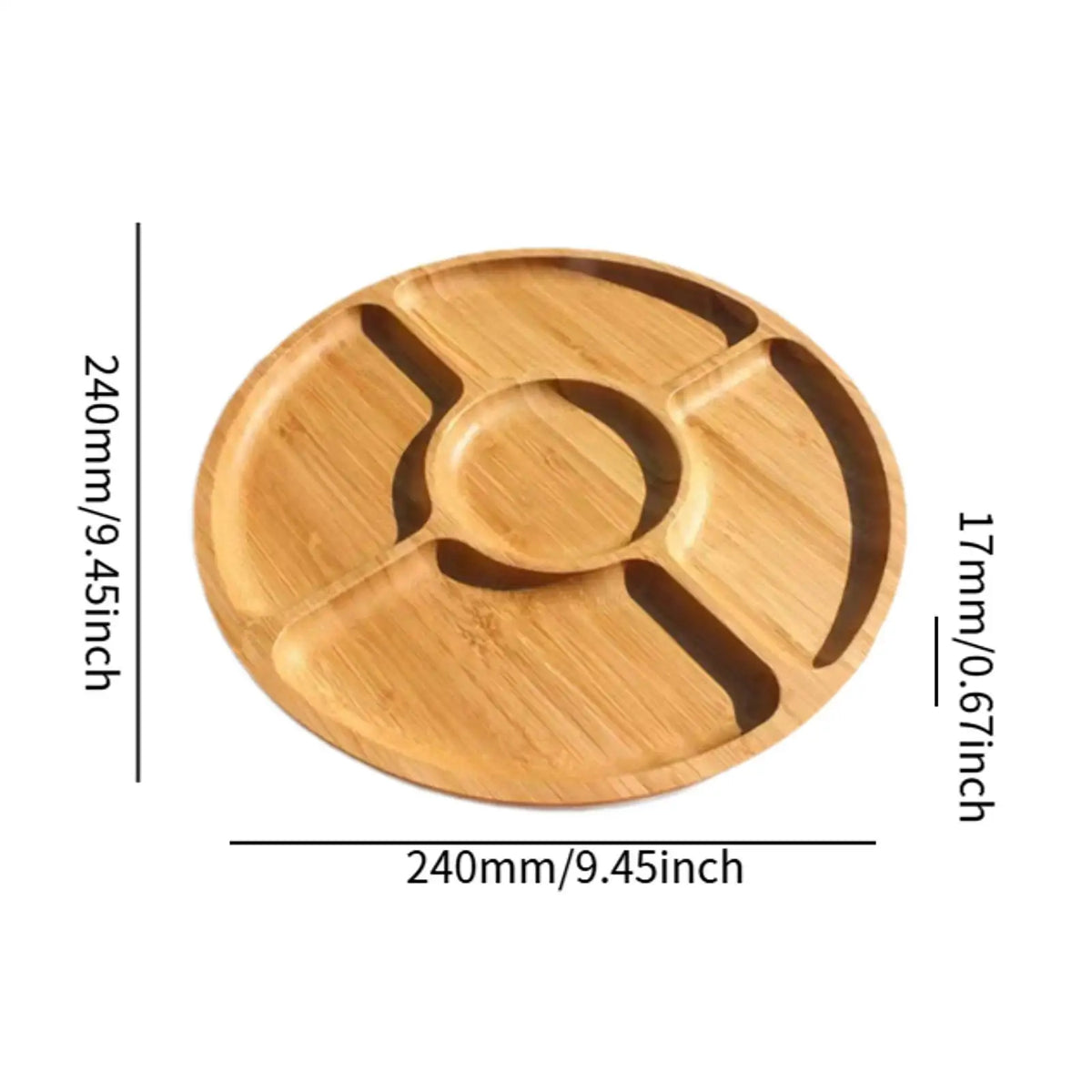 Wood Serving Tray Portion Control Plate 9.45inch Rustic Round Sandwich Appetizer Quake
