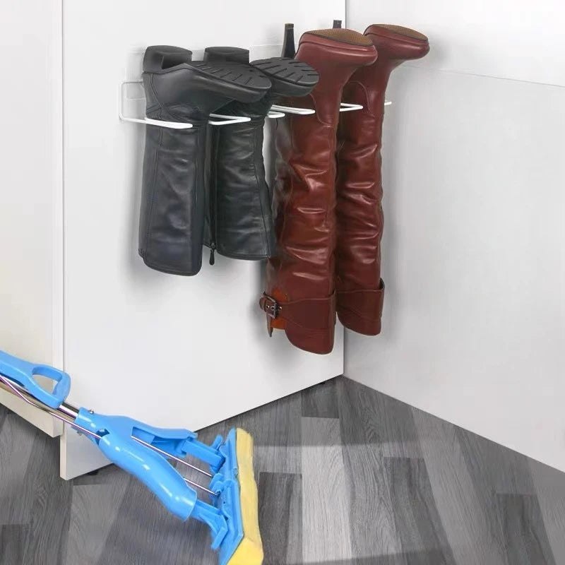 1PC Wall Mounted No Drilling Boot Storage Rack Behind Door Dustproof Holder for Knee High Boots Rain Boots Wellingtons Quake
