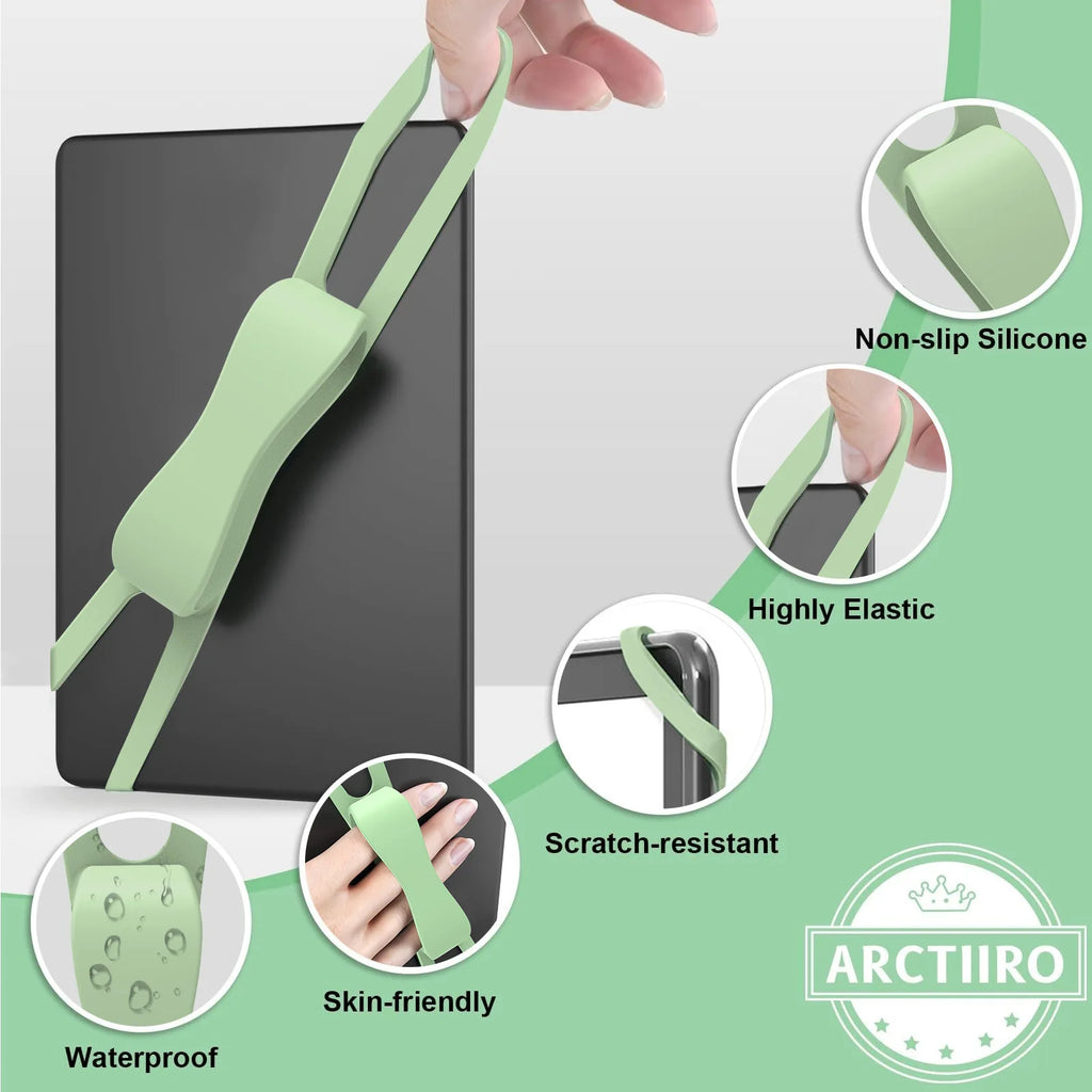 2pcs Silicone Hand Strap Holder for E-Readers,Kindle and Tablets - Minimize Drops & Fatigue for Kindle,E-Books,Mini Tablets Quake