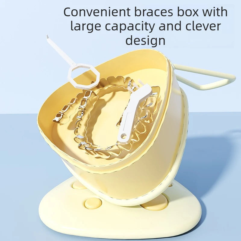 Sealed Braces Box with Mirror Invisible Orthodontic Aligner Case Portable Retainer Storage Container Travel Denture Box Quake