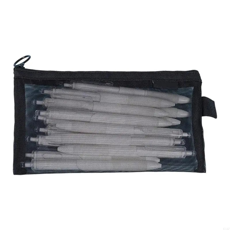 See Through Pencil Case with Top Closure, Writing Tool Storage Bag for School Review and Desk Use, About 21 x 12 K1KF Quake Black CN