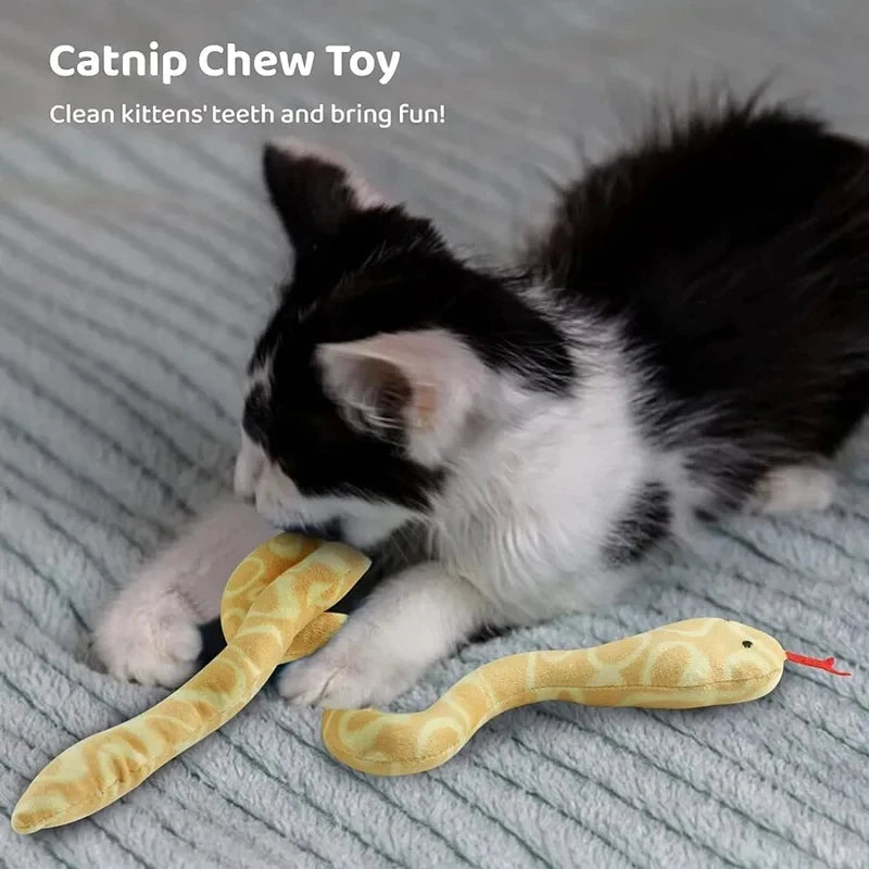 Indoor Cat Kitten Plush Snake Toy Catnip Interactive Teeth Cleaning Chew Pet Toy Quake