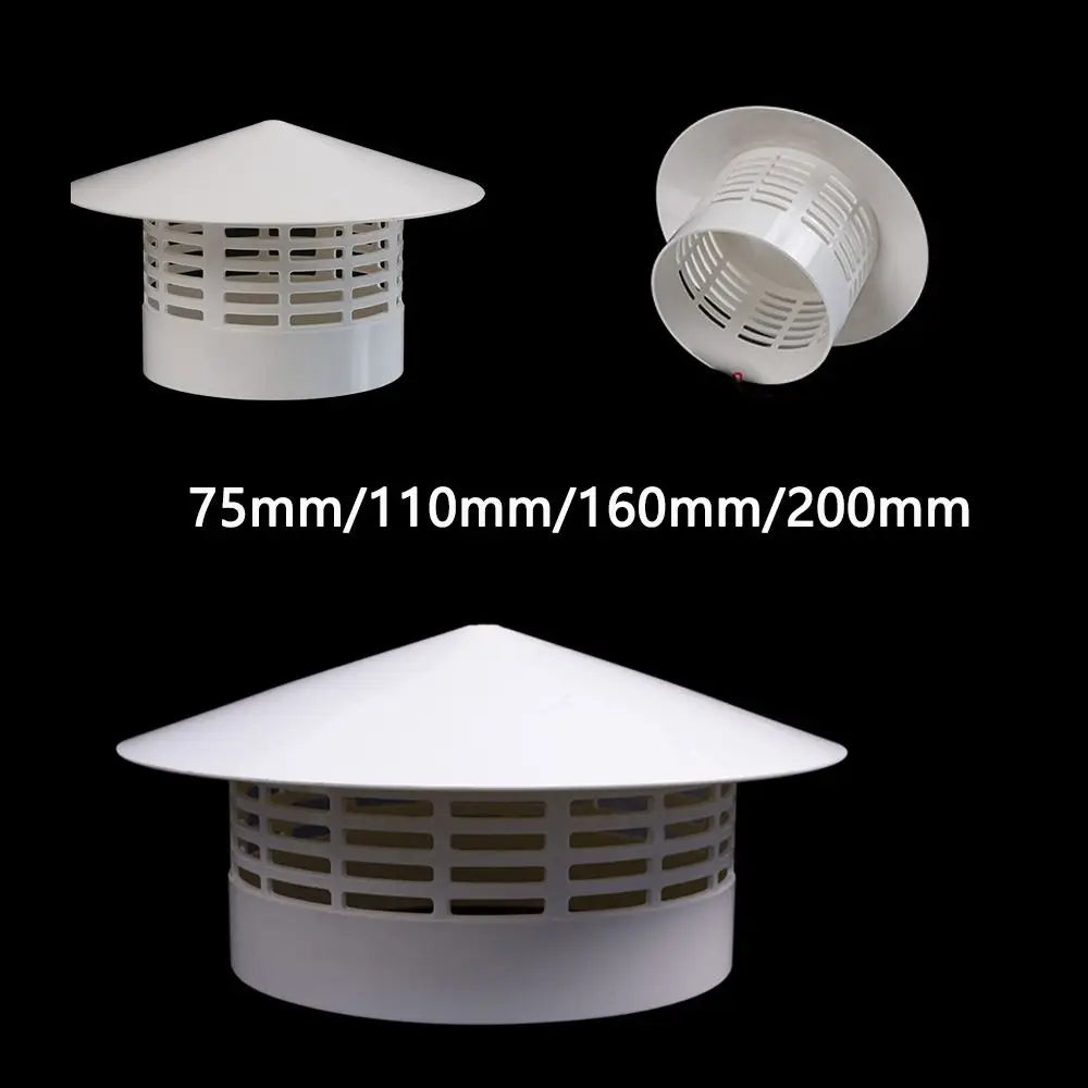 Durable 75-200mm Ventilated Rain Cap Exterior Wall Exhaust Hood Air Outlet PVC Roof Duct Vent Ventilation System Quake