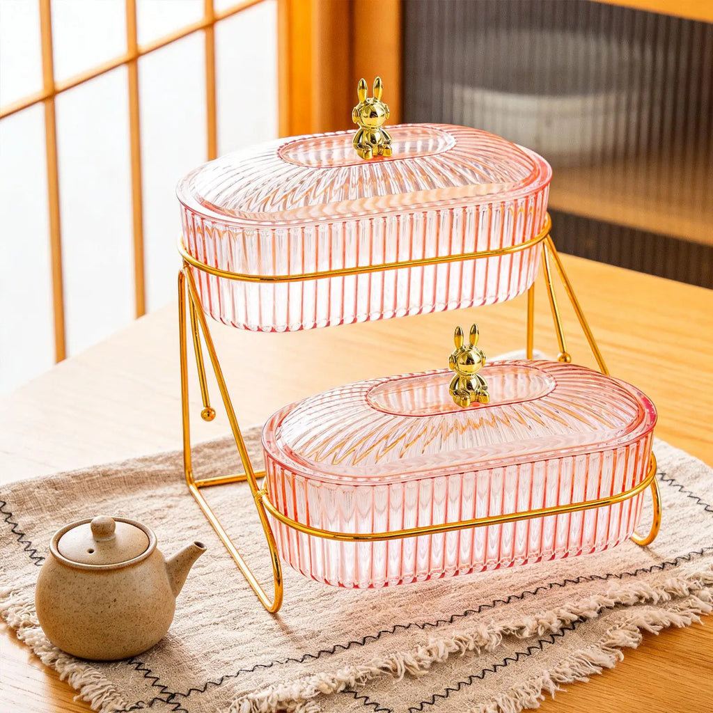 Iron Plastic Dried Fruit Plate Multipurpose Kitchen Serving Tray with Rack for Party Dessert Quake