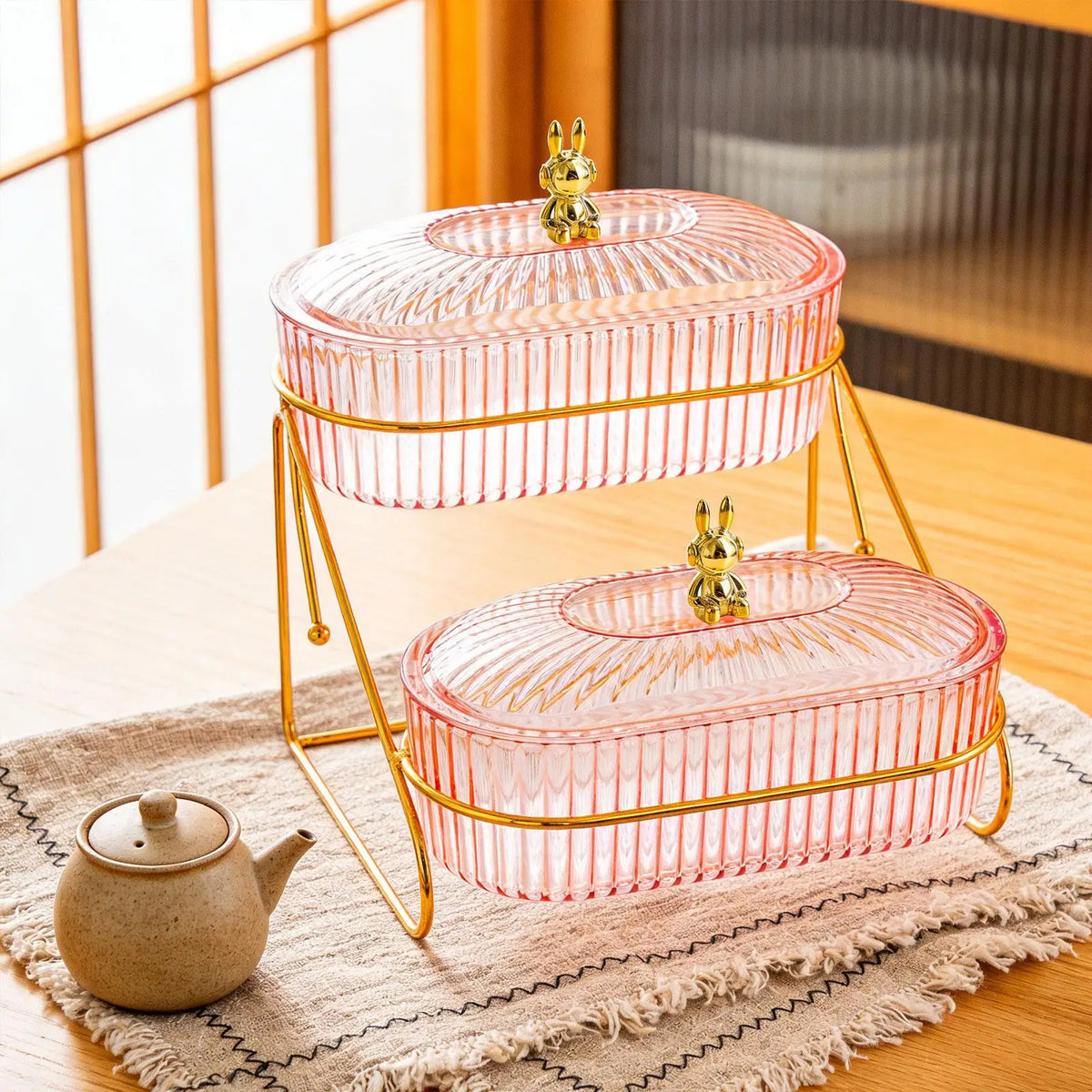 Iron Plastic Dried Fruit Plate Multipurpose Kitchen Serving Tray with Rack for Party Dessert Quake