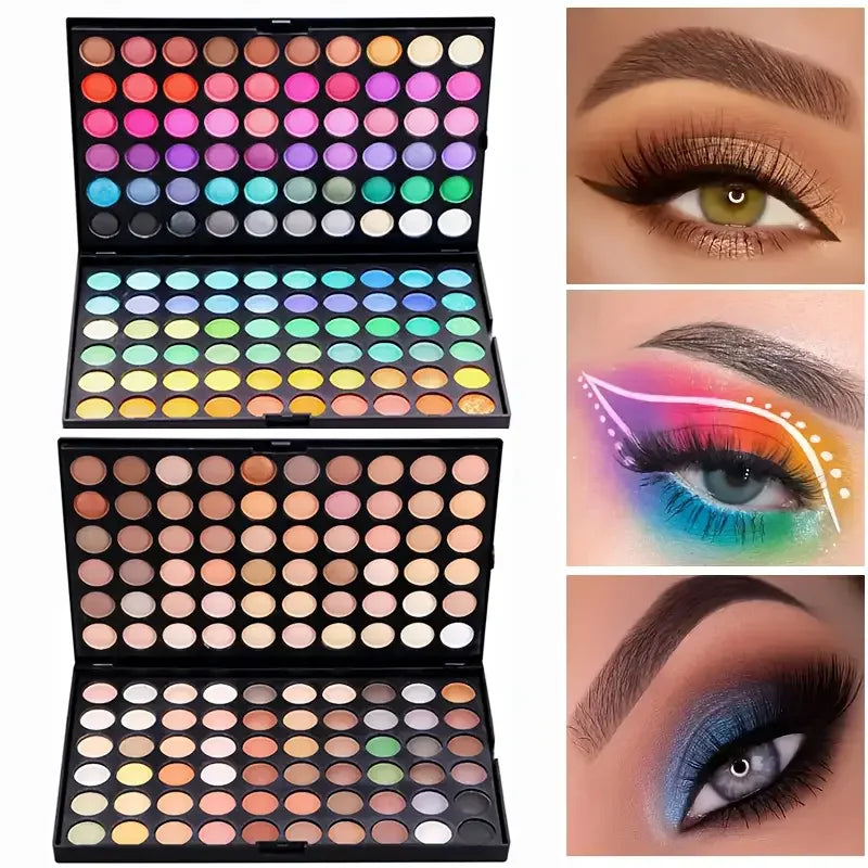 120 Color Eyeshadow Palette with Matte and Shimmer Effects Nude Warm Tones for Parties, Events and Professional Makeup Artistry Quake