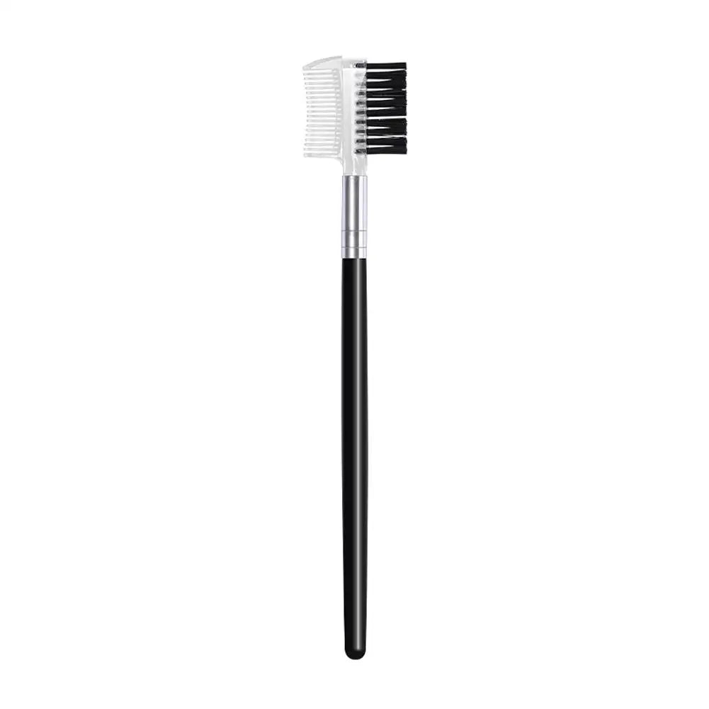 Dual-Headed Eyebrow Comb Makeup Brush Beauty Tool Professional Lash & Brow Comb, Dual-Sided Brush Creates Groomed Lashes & Brows Quake black-1pc