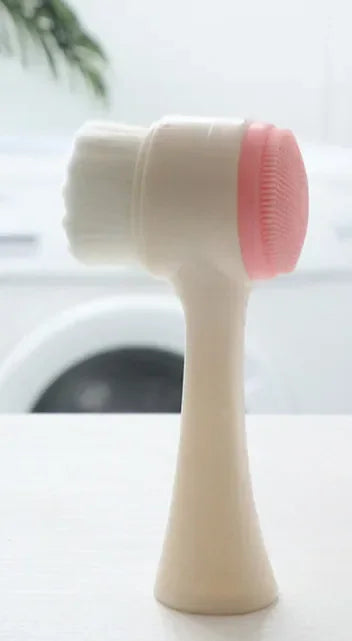 Silicone Facial Facial Cleansing Brush Manual Massage Facial Cleansing Brush Soft Bristles Silicone 3D Double-Sided Face Brushes Quake pink