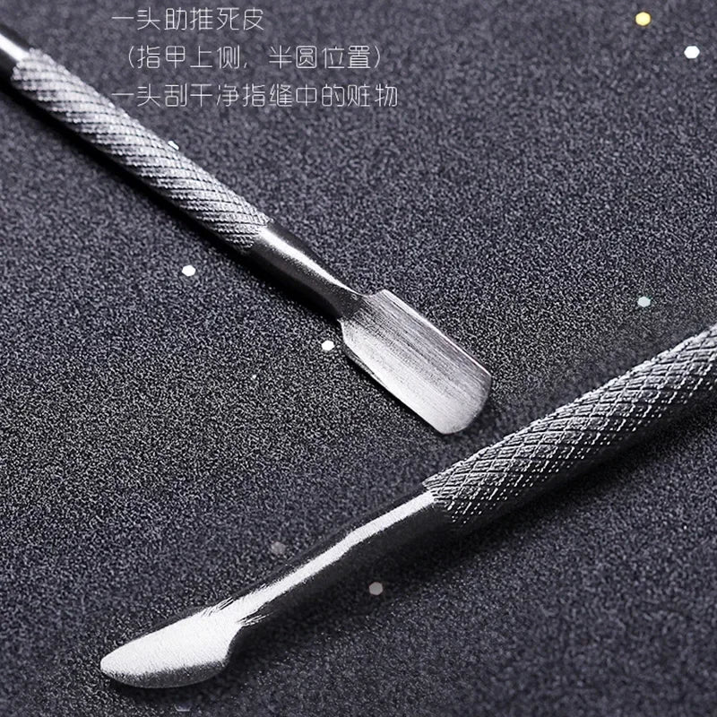 Multi-functional Stainless Steel Nail File Buffer Double Side Grinding Rod Manicure Pedicure Scrub Nails Art Cuticle Pusher Tool Quake