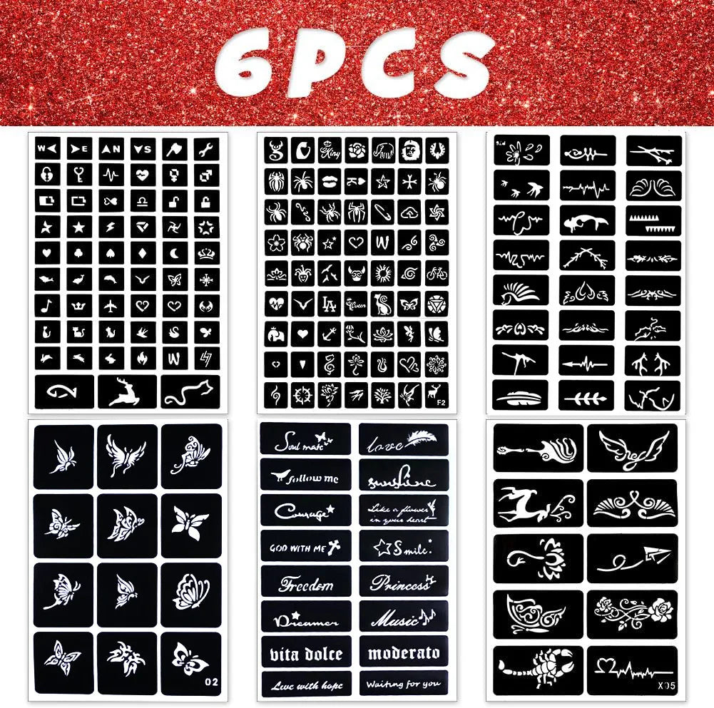 Temporary Glitter Tattoo with Stencils 30 Glitter Colors Adults Kids Body Arts Glitter Make Up Kit Gifts for Girls Boys Birthday Quake